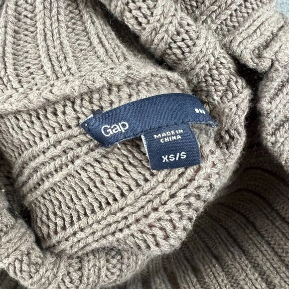 GAP Womens XS Ribbed Neck Taupe Gray Cape Sweater Oversized - Picture 5 of 8